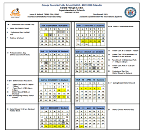  School Year 2022 - 2023 District Calendar